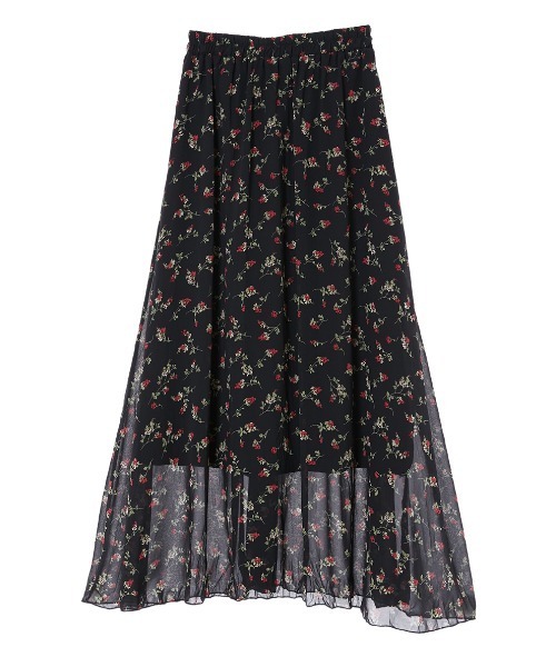 fifth（フィフス）の「小花柄シャーリングロングスカート（スカート・レディース・ブラック/ブラウン・MEDIUM）」の6枚目の写真