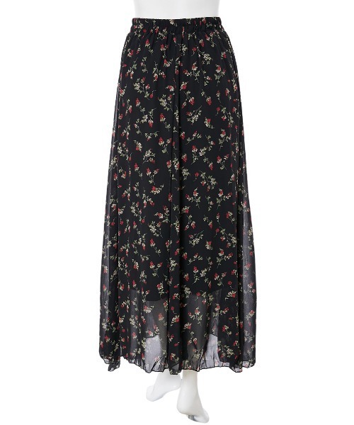 fifth（フィフス）の「小花柄シャーリングロングスカート（スカート・レディース・ブラック/ブラウン・MEDIUM）」の3枚目の写真