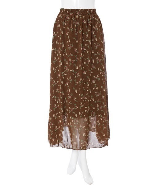 fifth（フィフス）の「小花柄シャーリングロングスカート（スカート・レディース・ブラック/ブラウン・MEDIUM）」の11枚目の写真