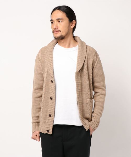 B.I.D.(ビーアイディー)の「《Bling Leads》ニットショールカーデ(カーディガン/ボレロ・メンズ・チャコールグレー/ネイビー/ブラックミックス/杢グレー/ワイン/ベージュ/ブラック・MEDIUM/X-LARGE/LARGE)」の5枚目の写真