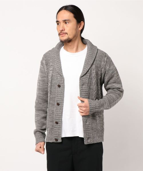 B.I.D.(ビーアイディー)の「《Bling Leads》ニットショールカーデ(カーディガン/ボレロ・メンズ・チャコールグレー/ネイビー/ブラックミックス/杢グレー/ワイン/ベージュ/ブラック・MEDIUM/X-LARGE/LARGE)」の4枚目の写真