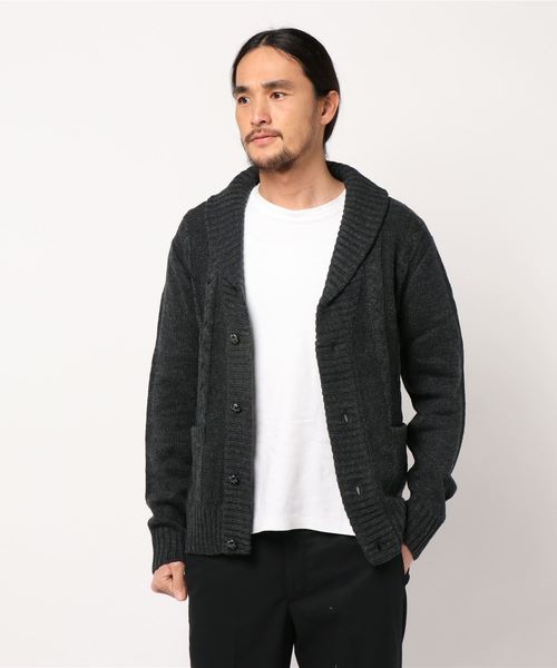 B.I.D.(ビーアイディー)の「《Bling Leads》ニットショールカーデ(カーディガン/ボレロ・メンズ・チャコールグレー/ネイビー/ブラックミックス/杢グレー/ワイン/ベージュ/ブラック・MEDIUM/X-LARGE/LARGE)」の3枚目の写真