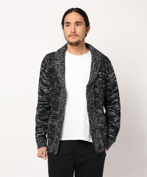 B.I.D.(ビーアイディー)の「《Bling Leads》ニットショールカーデ(カーディガン/ボレロ・メンズ・チャコールグレー/ネイビー/ブラックミックス/杢グレー/ワイン/ベージュ/ブラック・MEDIUM/X-LARGE/LARGE)」の2枚目の写真