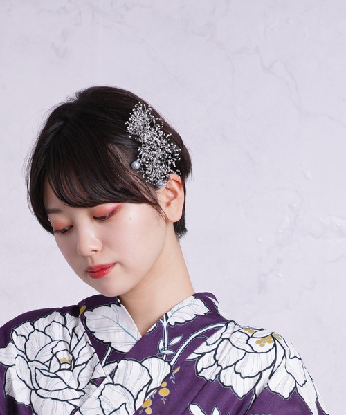 utatane(ウタタネ)の「髪飾り カスミソウ金銀(和装小物・レディース・シルバー/ゴールド・FREE)」の6枚目の写真