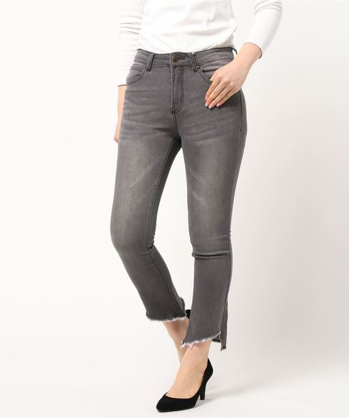 KOBE LETTUCE（コウベレタス）の「カットオフセミフレアデニムパンツ（デニムパンツ・レディース・ブラック/グレー/ブラック系その他・S/M）」の17枚目の写真