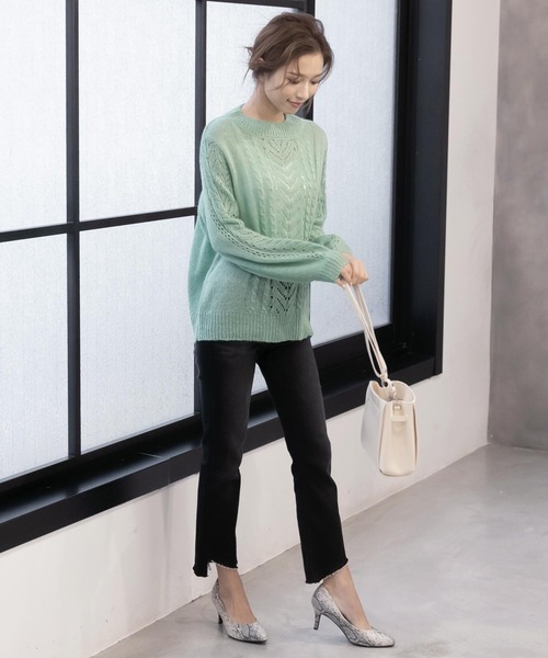 KOBE LETTUCE（コウベレタス）の「カットオフセミフレアデニムパンツ（デニムパンツ・レディース・ブラック/グレー/ブラック系その他・S/M）」の6枚目の写真