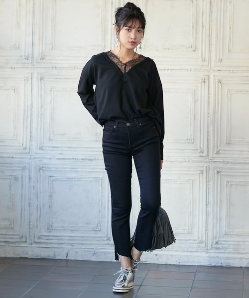 KOBE LETTUCE（コウベレタス）の「カットオフセミフレアデニムパンツ（デニムパンツ・レディース・ブラック/グレー/ブラック系その他・S/M）」の18枚目の写真