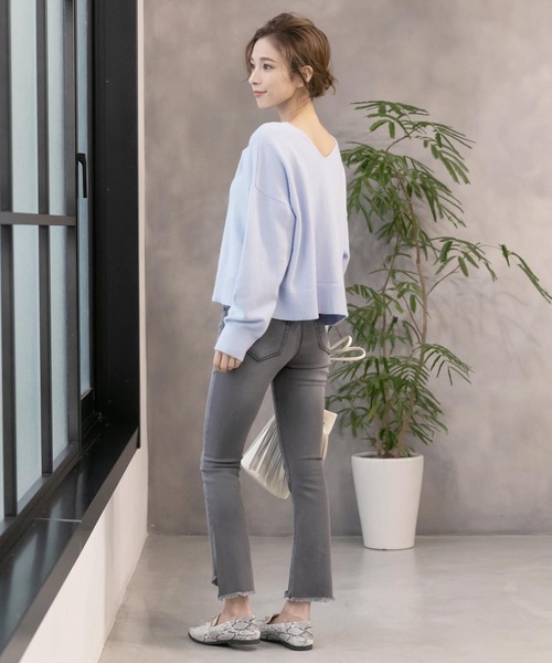 KOBE LETTUCE（コウベレタス）の「カットオフセミフレアデニムパンツ（デニムパンツ・レディース・ブラック/グレー/ブラック系その他・S/M）」の16枚目の写真