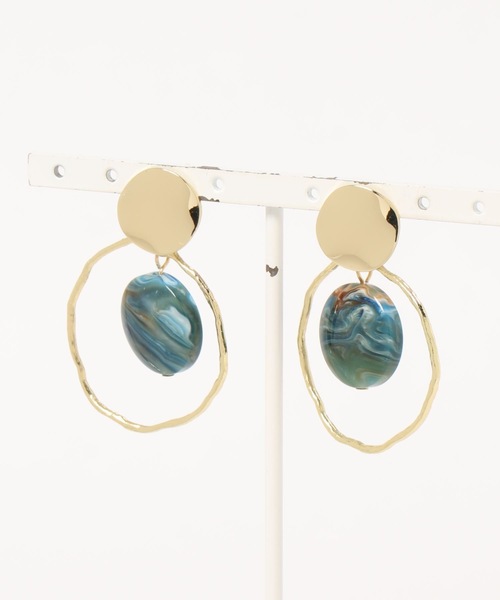 ap retro（アプレトロ）の「ループ×カラーストーンピアス【ZOZO限定アイテム】（ピアス（両耳用）・レディース・グレー/イエロー/グリーン・FREE）」の6枚目の写真