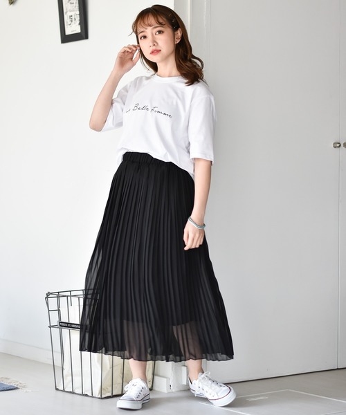 muure（ミュール）の「筆記体ロゴプリント半袖Tシャツ（Tシャツ/カットソー・レディース・アイボリー/チャコールグレー/ベージュ・FREE）」の11枚目の写真