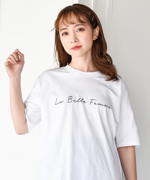 muure（ミュール）の「筆記体ロゴプリント半袖Tシャツ（Tシャツ/カットソー・レディース・アイボリー/チャコールグレー/ベージュ・FREE）」の18枚目の写真