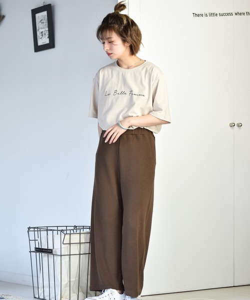 muure（ミュール）の「筆記体ロゴプリント半袖Tシャツ（Tシャツ/カットソー・レディース・アイボリー/チャコールグレー/ベージュ・FREE）」の13枚目の写真