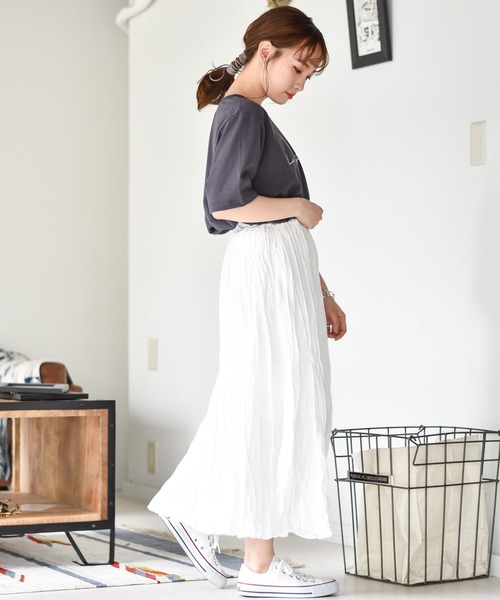 muure（ミュール）の「筆記体ロゴプリント半袖Tシャツ（Tシャツ/カットソー・レディース・アイボリー/チャコールグレー/ベージュ・FREE）」の22枚目の写真