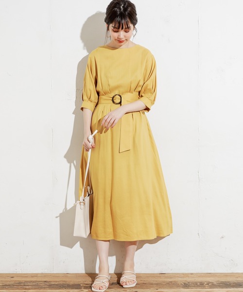 natural couture（ナチュラルクチュール）の「【WEB限定カラー有り】リネン前釦2WAYワンピース（ワンピース・レディース・ブラック/ベージュ/パープル/イエロー/ストライプ・FREE）」の11枚目の写真