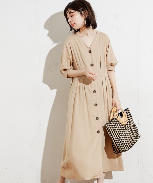 natural couture（ナチュラルクチュール）の「【WEB限定カラー有り】リネン前釦2WAYワンピース（ワンピース・レディース・ブラック/ベージュ/パープル/イエロー/ストライプ・FREE）」の22枚目の写真