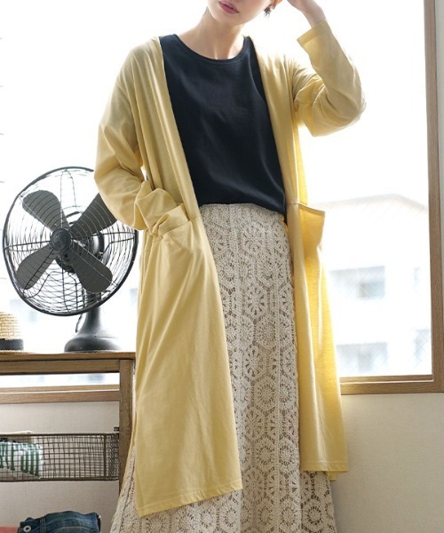 zootie（ズーティー）の「さらっと薄手で快適 UVカットロングカーディガン（カーディガン/ボレロ・レディース・ベージュ系その他/ブルー系その他/イエロー/ネイビー/ブラック/杢グレー/ピンク/オフホワイト/ライトカーキ/チャコール/ライトイエロー/ライトブルー/ミント/ラベンダー・L/M/L-XL/M-L）」の13枚目の写真