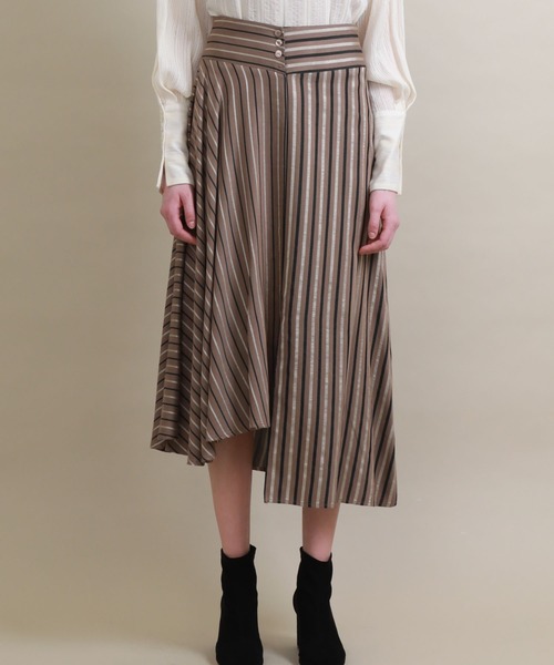 RITO（リト）の「【Rito(リト)】マルチストライプアシンメトリースカート 　0770RTW713S（スカート・レディース・ブラウン/ブルー・36）」の6枚目の写真