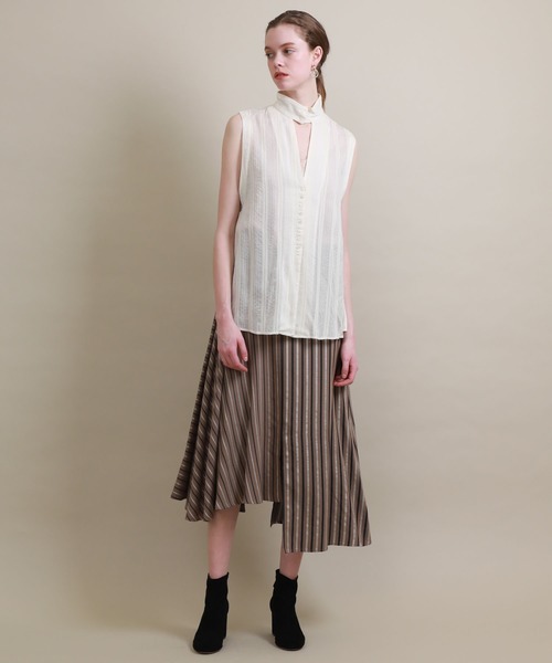 RITO（リト）の「【Rito(リト)】マルチストライプアシンメトリースカート 　0770RTW713S（スカート・レディース・ブラウン/ブルー・36）」の4枚目の写真