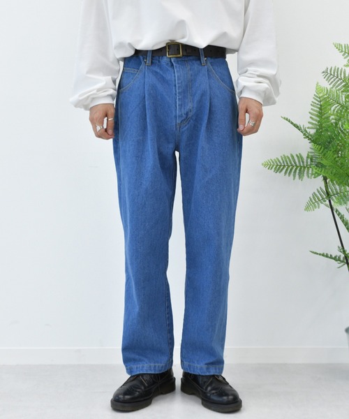 Perushu（ペルーシュ）の「ワイドストレートパンツ（デニムパンツ・メンズ・オフホワイト/ベージュ/カーキ/ライトブルー/サックスブルー・SMALL/MEDIUM/LARGE）」の9枚目の写真