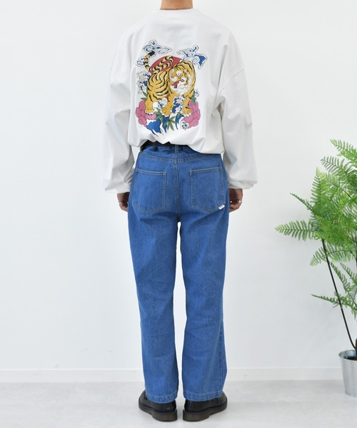 Perushu（ペルーシュ）の「ワイドストレートパンツ（デニムパンツ・メンズ・オフホワイト/ベージュ/カーキ/ライトブルー/サックスブルー・SMALL/MEDIUM/LARGE）」の7枚目の写真