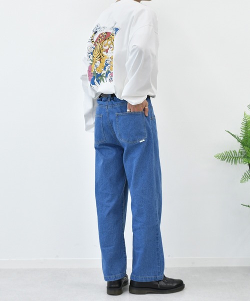 Perushu（ペルーシュ）の「ワイドストレートパンツ（デニムパンツ・メンズ・オフホワイト/ベージュ/カーキ/ライトブルー/サックスブルー・SMALL/MEDIUM/LARGE）」の10枚目の写真