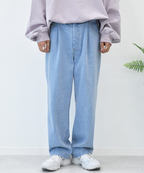 Perushu（ペルーシュ）の「ワイドストレートパンツ（デニムパンツ・メンズ・オフホワイト/ベージュ/カーキ/ライトブルー/サックスブルー・SMALL/MEDIUM/LARGE）」の21枚目の写真