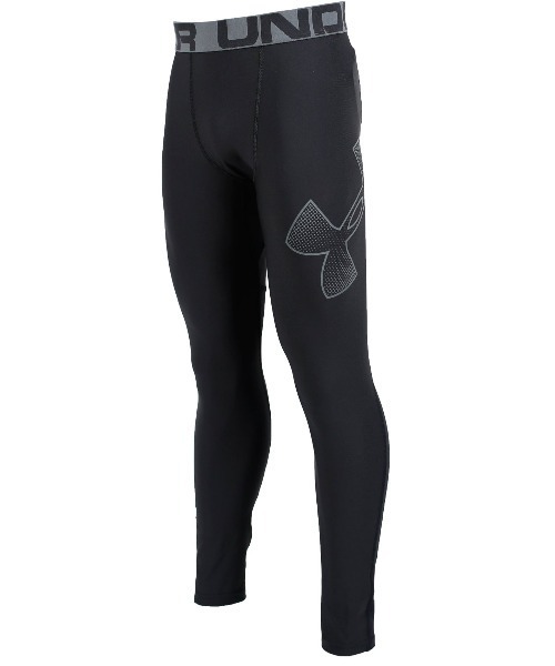 UNDER ARMOUR(アンダーアーマー)の「UAヒートギアアーマー レギンス(トレーニング/BOYS)(レギンス/スパッツ・キッズ・ブラック×グレー・120/130/140/150/160)」の1枚目の写真