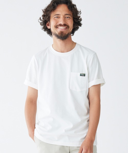 L.L.Bean（エルエルビーン）の「ジャパン・フィット　ケアフリー・アンシュリンカブル・ティ、半袖　ポケット付き　カタディン・ロゴ（Tシャツ/カットソー・メンズ・ヘザーグレー/ヘザーチャコール/ホワイト/ネイビー/ブラック/スカイブルー・SMALL/MEDIUM/LARGE/X-LARGE/XX-LARGE）」の21枚目の写真