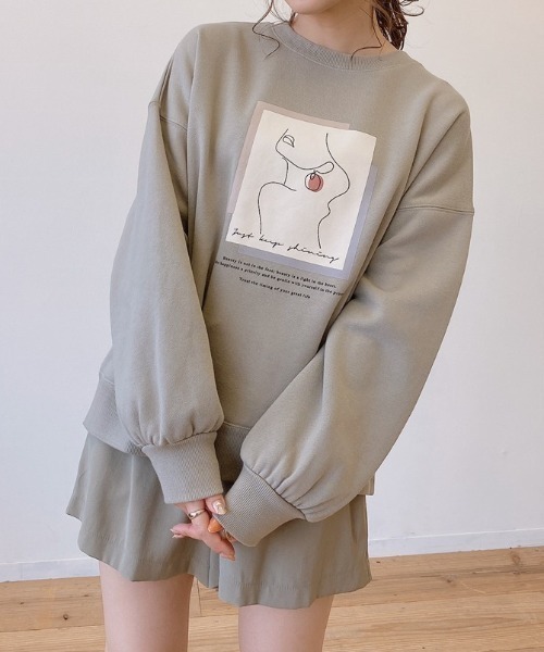 VANNIE U（ヴァニーユー）の「2WAYロゴフェイススウェット（スウェット・レディース・ブラウン/オリーブ/アイボリー/ホワイト系その他/ホワイト系その他2/ベージュ/グレイッシュベージュ/ライトグリーン/ライトブルー・FREE）」の14枚目の写真