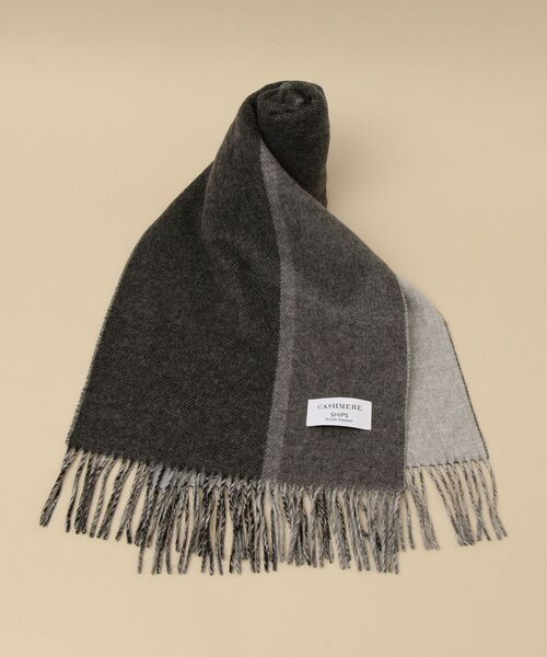 SHIPS（シップス）の「SHIPS: カシミヤ ダブルフェイス パネル マフラー（マフラー・メンズ・ブラック/ベージュ/ブルー/グリーン・ONE SIZE）」の2枚目の写真