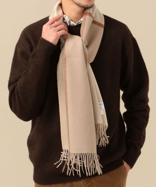 SHIPS（シップス）の「SHIPS: カシミヤ ダブルフェイス パネル マフラー（マフラー・メンズ・ブラック/ベージュ/ブルー/グリーン・ONE SIZE）」の7枚目の写真