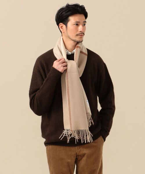 SHIPS（シップス）の「SHIPS: カシミヤ ダブルフェイス パネル マフラー（マフラー・メンズ・ブラック/ベージュ/ブルー/グリーン・ONE SIZE）」の6枚目の写真