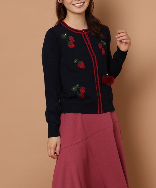 Rose Tiara（ローズティアラ）の「いちご柄ニットカーディガン（ニット  