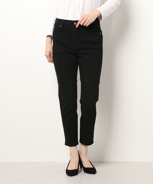 SOMETHING（サムシング）の「SOMETHING/サムシング 【低身長さん向け】アンクルスリムデニムパンツ（デニムパンツ・レディース・シルバー/ダークインディゴブルー/ベージュ/ライトインディゴブルー/ブルー/インディゴブルー/ブラック・24/26/25/27）」の4枚目の写真