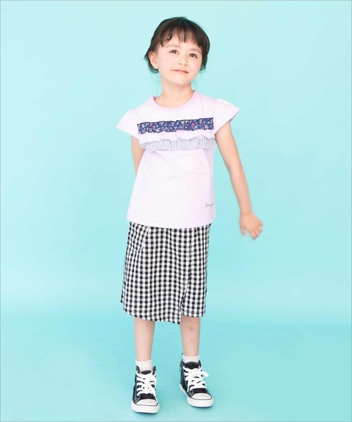 RAGMART（ラグマート）の「スカート デニム ギンガムチェック（レギンス/スパッツ・キッズ・ネイビー/ブラック・120cm/100cm/130cm/110cm）」の5枚目の写真