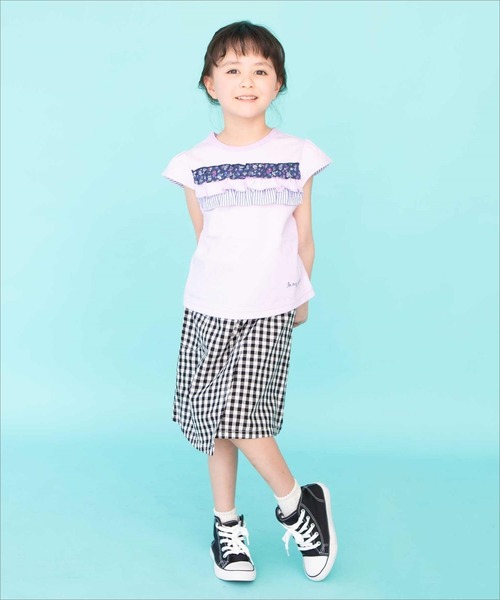 RAGMART（ラグマート）の「スカート デニム ギンガムチェック（レギンス/スパッツ・キッズ・ネイビー/ブラック・120cm/100cm/130cm/110cm）」の6枚目の写真