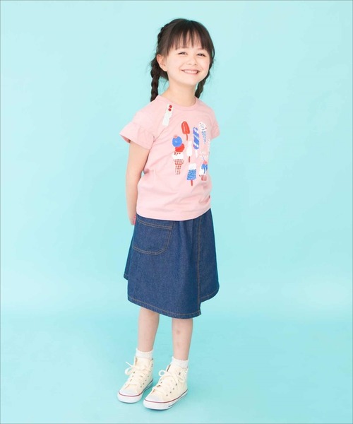 RAGMART（ラグマート）の「スカート デニム ギンガムチェック（レギンス/スパッツ・キッズ・ネイビー/ブラック・120cm/100cm/130cm/110cm）」の8枚目の写真