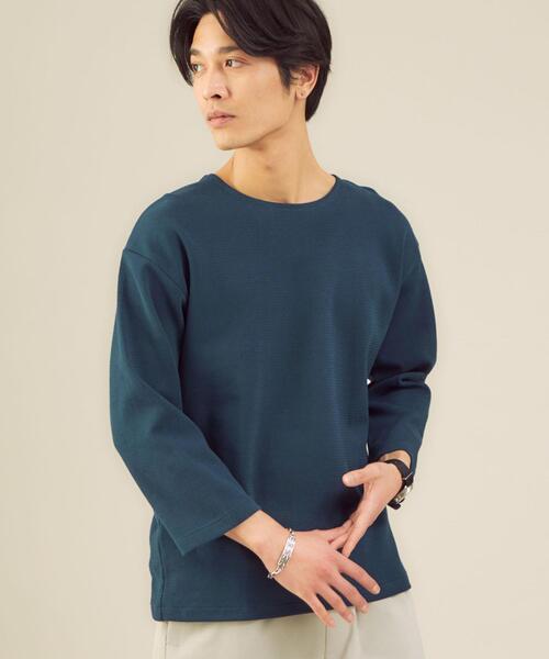 green label relaxing(グリーンレーベルリラクシング)の「SC ハーフリバー ノーカラー 7分袖 カットソー(Tシャツ/カットソー・メンズ・ライトグレー/オリーブ/オレンジ/ロイヤルブルー・SMALL/MEDIUM/LARGE/X-LARGE)」の4枚目の写真