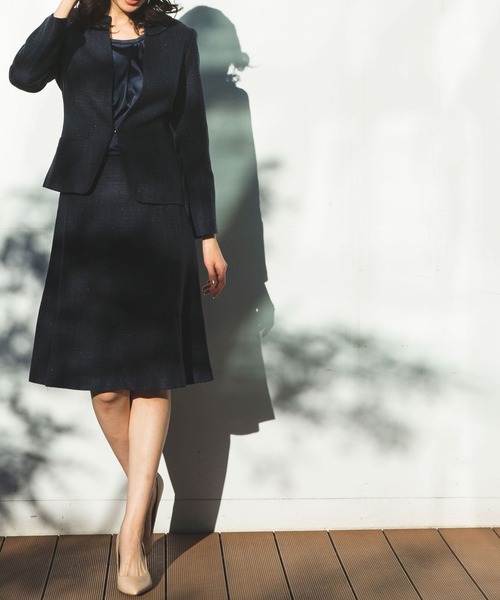 NARACAMICIE（ナラカミーチェ）の「《セットアップスーツ対応》ツィードフレアースカート（スカート・レディース・ネイビー・MEDIUM/LARGE/SMALL）」の9枚目の写真