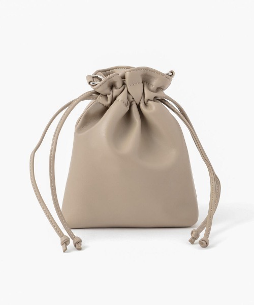 UNRELISH（アンレリッシュ）の「シャイニー巾着身ミニショルダーバッグ（ショルダーバッグ・レディース・グレイッシュベージュ/ブラック・FREE）」の12枚目の写真