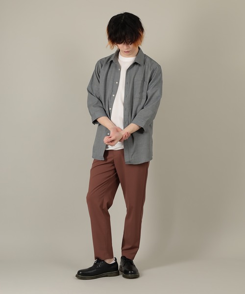 SlashDate(スラッシュデイト)の「シャンブレー無地7分袖シャツ(シャツ/ブラウス・メンズ・ネイビー/ブラウン/グレー/グリーン・M/L/XL)」の8枚目の写真