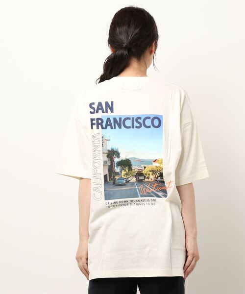 CUBE SUGAR（キューブシュガー）の「OE天竺 バック転写プリント Tシャツ（Tシャツ/カットソー・レディース・ホワイト/チャコールグレー/イエロー・M）」の19枚目の写真