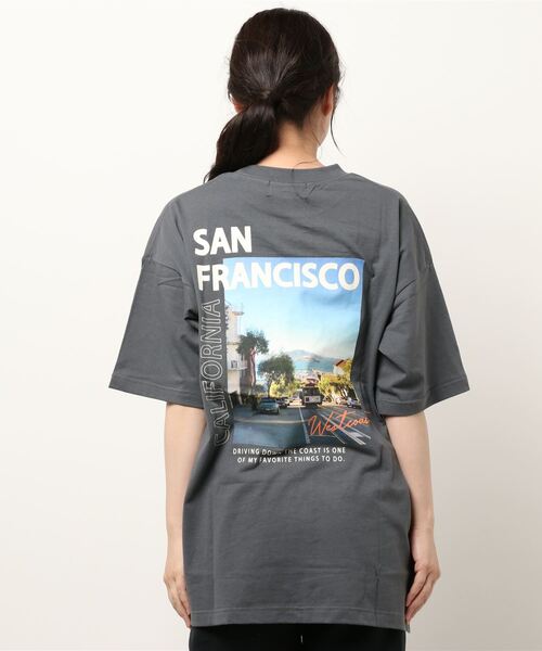 CUBE SUGAR（キューブシュガー）の「OE天竺 バック転写プリント Tシャツ（Tシャツ/カットソー・レディース・ホワイト/チャコールグレー/イエロー・M）」の15枚目の写真