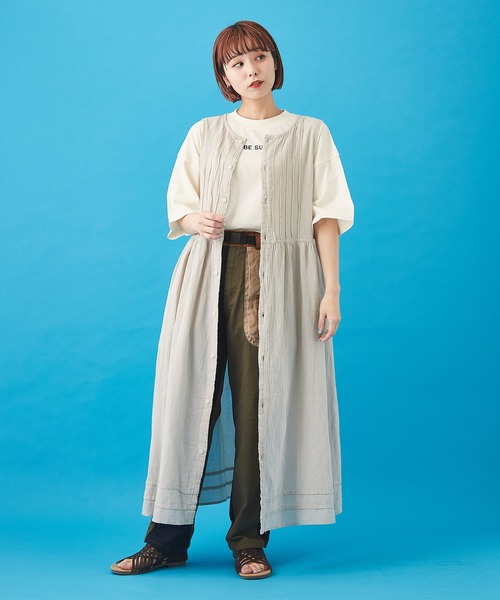 CUBE SUGAR（キューブシュガー）の「OE天竺 バック転写プリント Tシャツ（Tシャツ/カットソー・レディース・ホワイト/チャコールグレー/イエロー・M）」の20枚目の写真