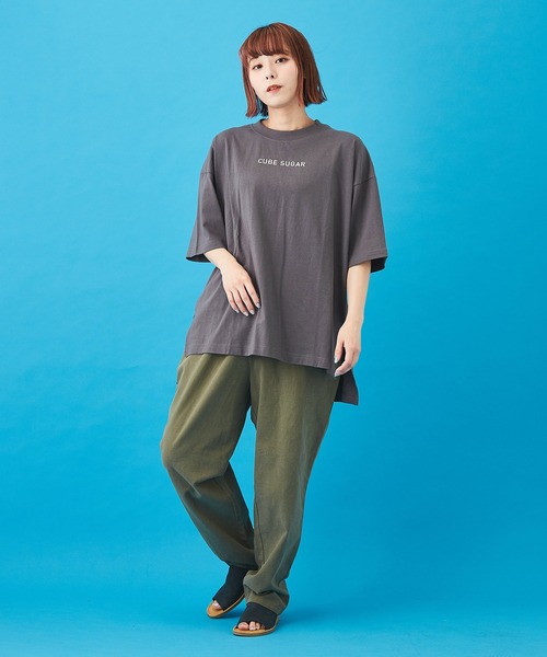 CUBE SUGAR（キューブシュガー）の「OE天竺 バック転写プリント Tシャツ（Tシャツ/カットソー・レディース・ホワイト/チャコールグレー/イエロー・M）」の12枚目の写真