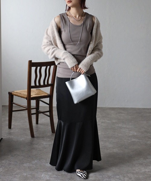 Fizz（フィズ）の「コットンフライスタンクトップ（タンクトップ・レディース・ホワイト/ブラック/グレイッシュベージュ/グレー/ラベンダー/ネイビー/ブラウン/ブルーグリーン/マスタード・M/L）」の15枚目の写真