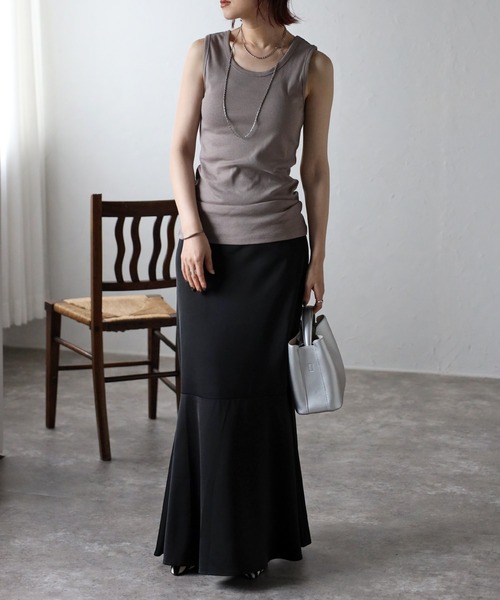 Fizz（フィズ）の「コットンフライスタンクトップ（タンクトップ・レディース・ホワイト/ブラック/グレイッシュベージュ/グレー/ラベンダー/ネイビー/ブラウン/ブルーグリーン/マスタード・M/L）」の13枚目の写真