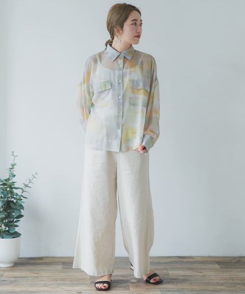 ITEMS URBANRESEARCH（アイテムズ アーバンリサーチ）の「タイダイプリントシアーシャツ（シャツ/ブラウス・レディース・グレー/ベージュ/イエロー・FREE）」の12枚目の写真