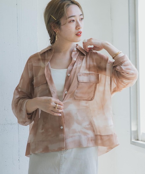 ITEMS URBANRESEARCH（アイテムズ アーバンリサーチ）の「タイダイプリントシアーシャツ（シャツ/ブラウス・レディース・グレー/ベージュ/イエロー・FREE）」の18枚目の写真