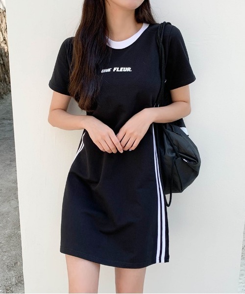 SONA(ソナ)の「SONYUNARA ホワイトライン半袖ワンピース(ワンピース・レディース・ブラック/パープル・FREE)」の9枚目の写真